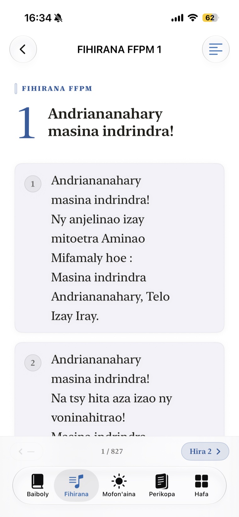 Cantique FFPM n°1 : paroles, taille de texte réglable